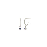 Zoë Chicco 14k White Gold Dangling Sapphire Huggie Hoop Earrings| September Birthstone