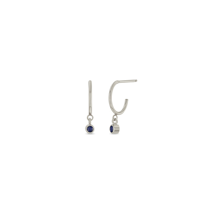 Zoë Chicco 14k White Gold Dangling Sapphire Huggie Hoop Earrings| September Birthstone