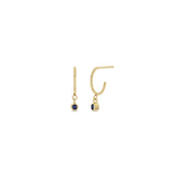 Zoë Chicco 14k Yellow Gold Dangling Sapphire Huggie Hoop Earrings| September Birthstone