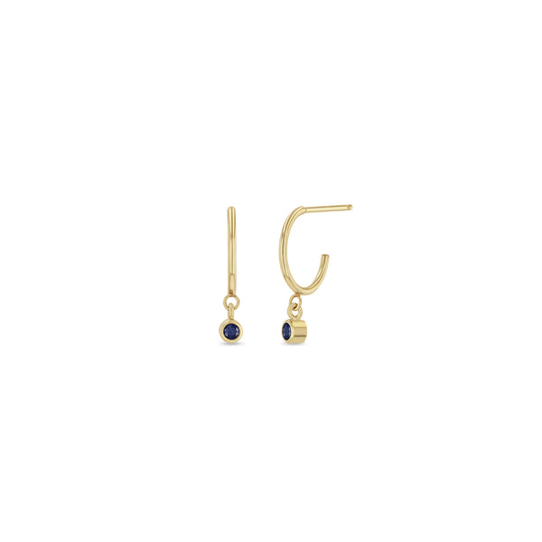 Zoë Chicco 14k Yellow Gold Dangling Sapphire Huggie Hoop Earrings| September Birthstone