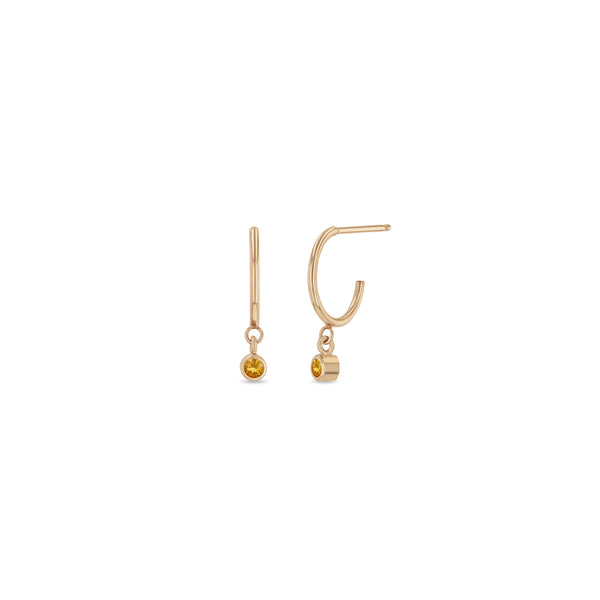 Zoë Chicco 14k Rose Gold Dangling Citrine Huggie Hoop Earrings | November Birthstone