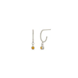 Zoë Chicco 14k White Gold Dangling Citrine Huggie Hoop Earrings | November Birthstone