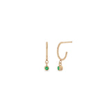 Zoë Chicco 14k Rose Gold Dangling Emerald Huggie Hoop Earrings | May Birthstone