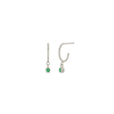 Zoë Chicco 14k White Gold Dangling Emerald Huggie Hoop Earrings | May Birthstone