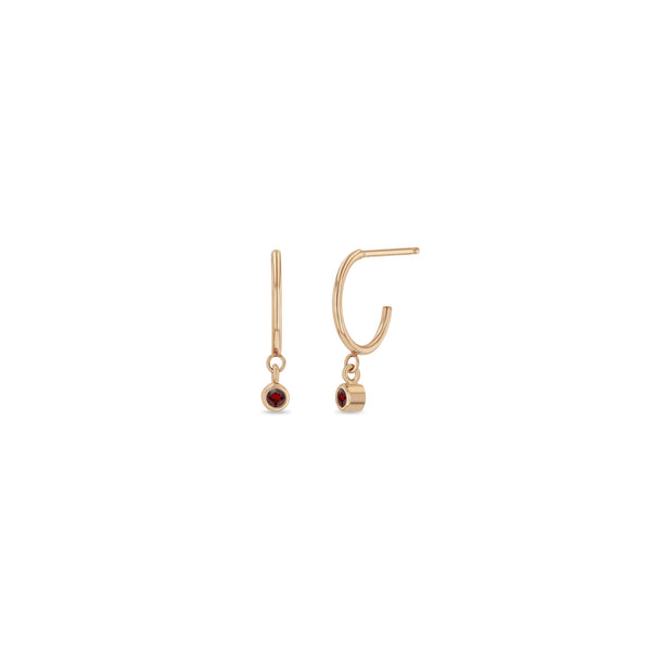 Zoë Chicco 14k Rose Gold Dangling Garnet Huggie Hoop Earrings | January Birthstone