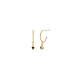 Zoë Chicco 14k Yellow Gold Dangling Garnet Huggie Hoop Earrings | January Birthstone