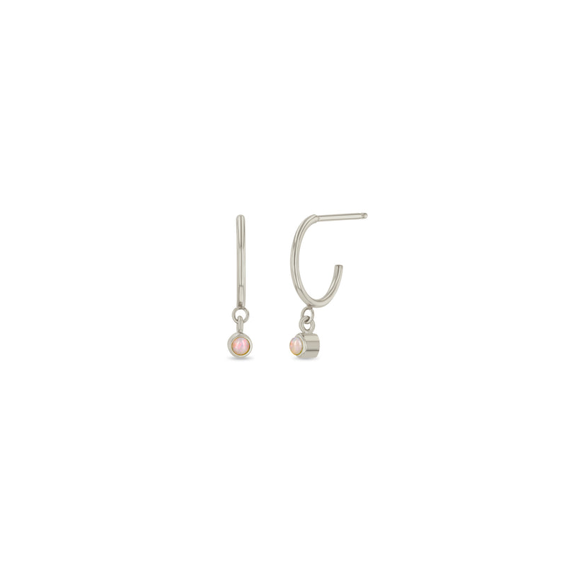 Zoë Chicco 14k White Gold Dangling Opal Huggie Hoops | October Birthstone