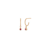 Zoë Chicco 14k Rose Gold Dangling Ruby Huggie Hoop Earrings | July Birthstone