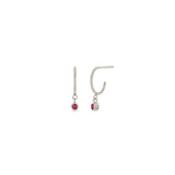 Zoë Chicco 14k White Gold Dangling Ruby Huggie Hoop Earrings | July Birthstone