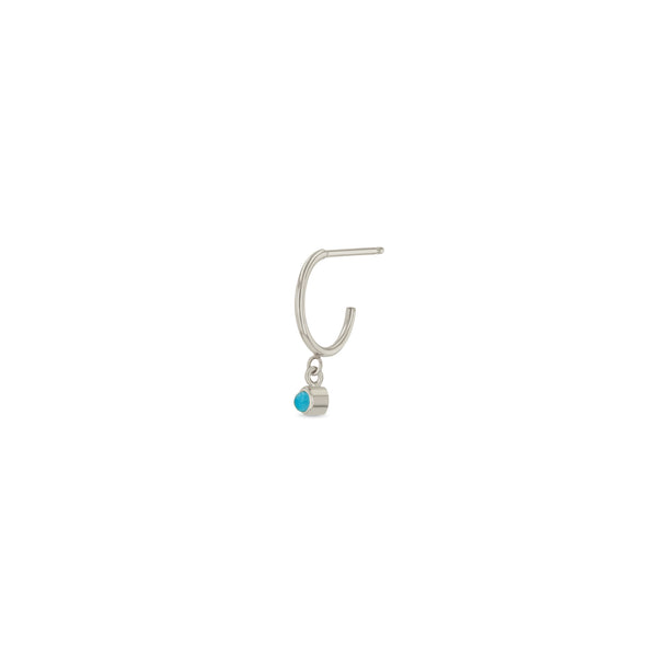14k Dangling Turquoise Huggie Hoop - SALE