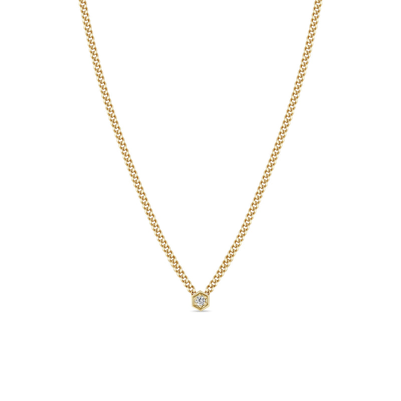 Zoë Chicco 14k Gold Diamond Hexagon Curb Chain Necklace