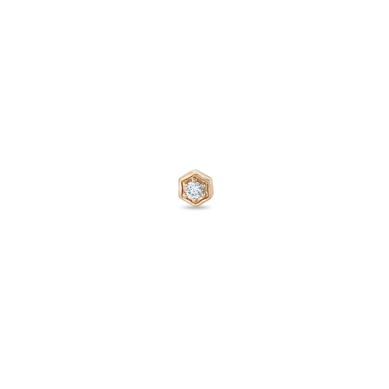 Zoë Chicco 14k Rose Gold Diamond Hexagon Stud Single Earring