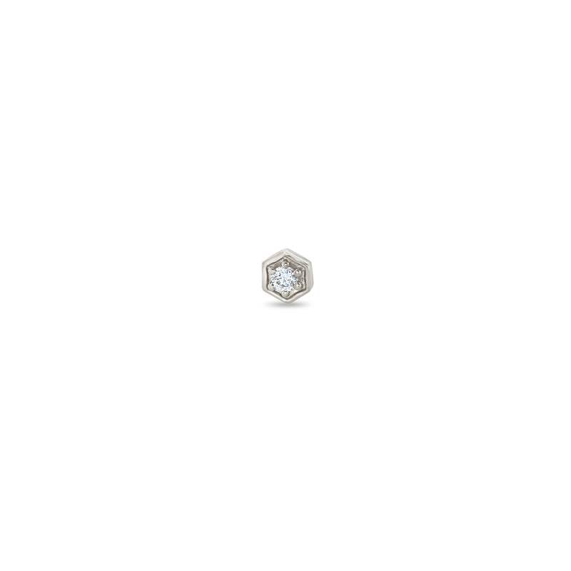 Zoë Chicco 14k White Gold Diamond Hexagon Stud Single Earring