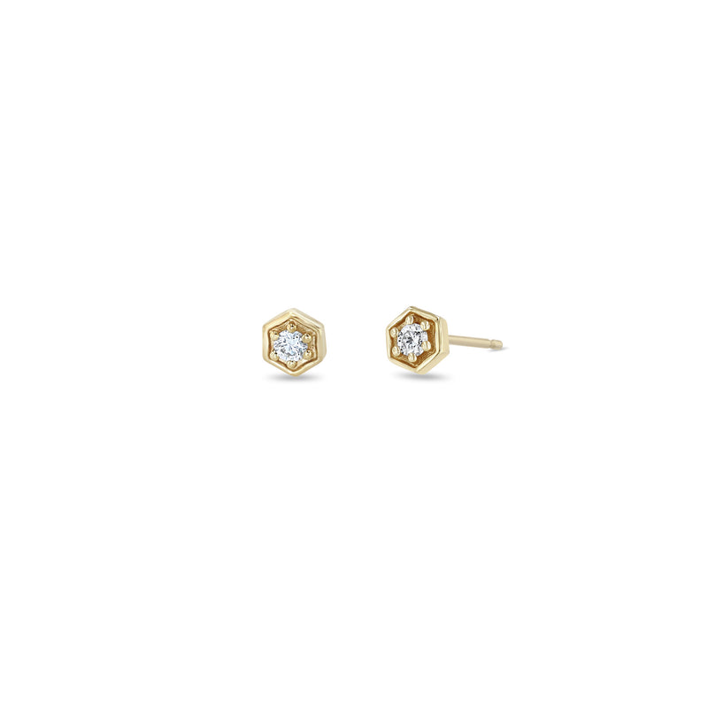 Zoë Chicco 14k Yellow Gold Diamond Hexagon Stud Earrings