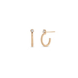 Zoë Chicco 14k Rose Gold Thick Huggie Hoops with Prong Diamond