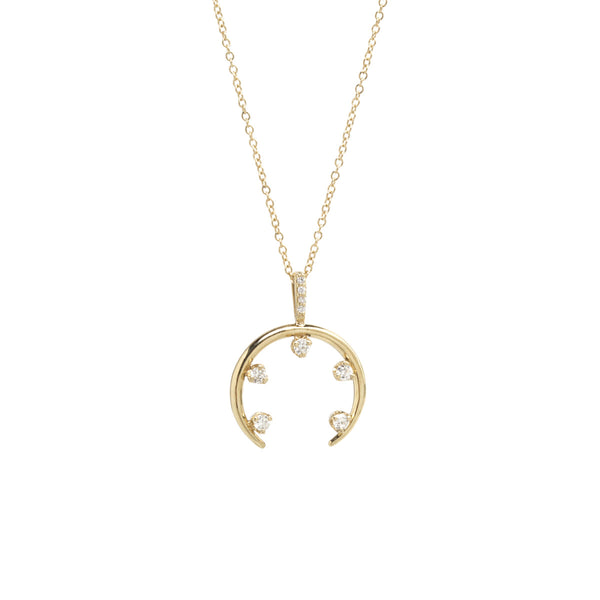 14k horn 5 prong diamond necklace - SALE