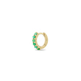 Single Zoë Chicco 14k Gold Prong Set Emerald Small Hinge Huggie Hoop Earring