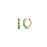 Zoë Chicco 14k Gold Prong Set Emerald Small Hinge Huggie Hoop Earrings