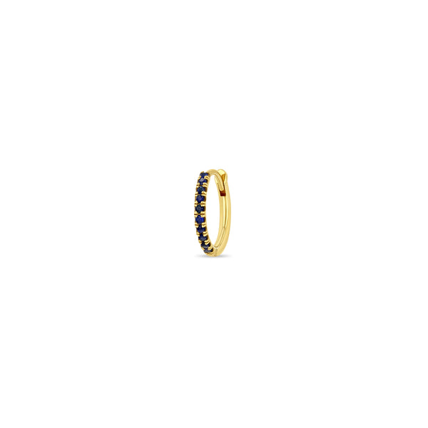Single Zoë Chicco 14k Gold Medium Pavé Blue Sapphire Hinge Huggie Hoop