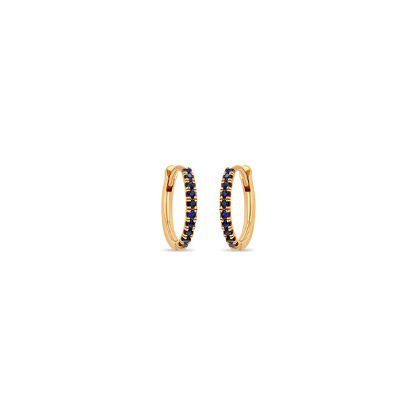 Zoë Chicco 14k Gold Medium Pavé Blue Sapphire Hinge Huggie Hoops