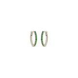 14k Pavé Emerald Medium Hinge Huggie Hoops - SALE