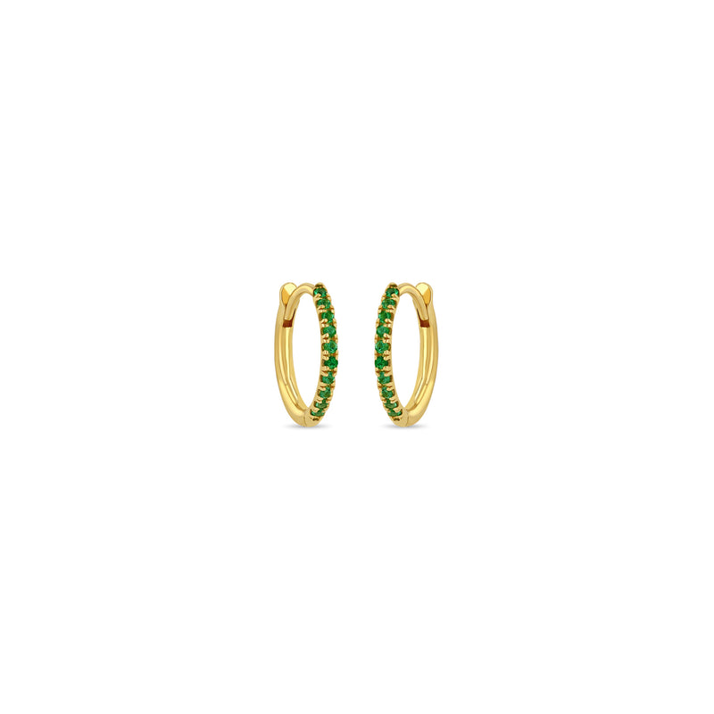 Zoë Chicco 14k Gold Pavé Emerald Medium Hinge Huggie Hoop Earrings