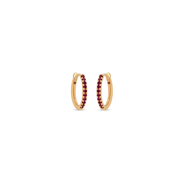 Zoë Chicco 14k Gold Pavé Ruby Hinge Huggie Hoop Earrings