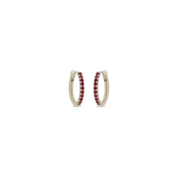 Zoë Chicco 14k Gold Pavé Ruby Hinge Huggie Hoop Earrings