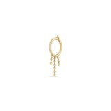Single Zoë Chicco 14k Gold Waterfall Bead Chain Hinge Huggie Hoop Earring