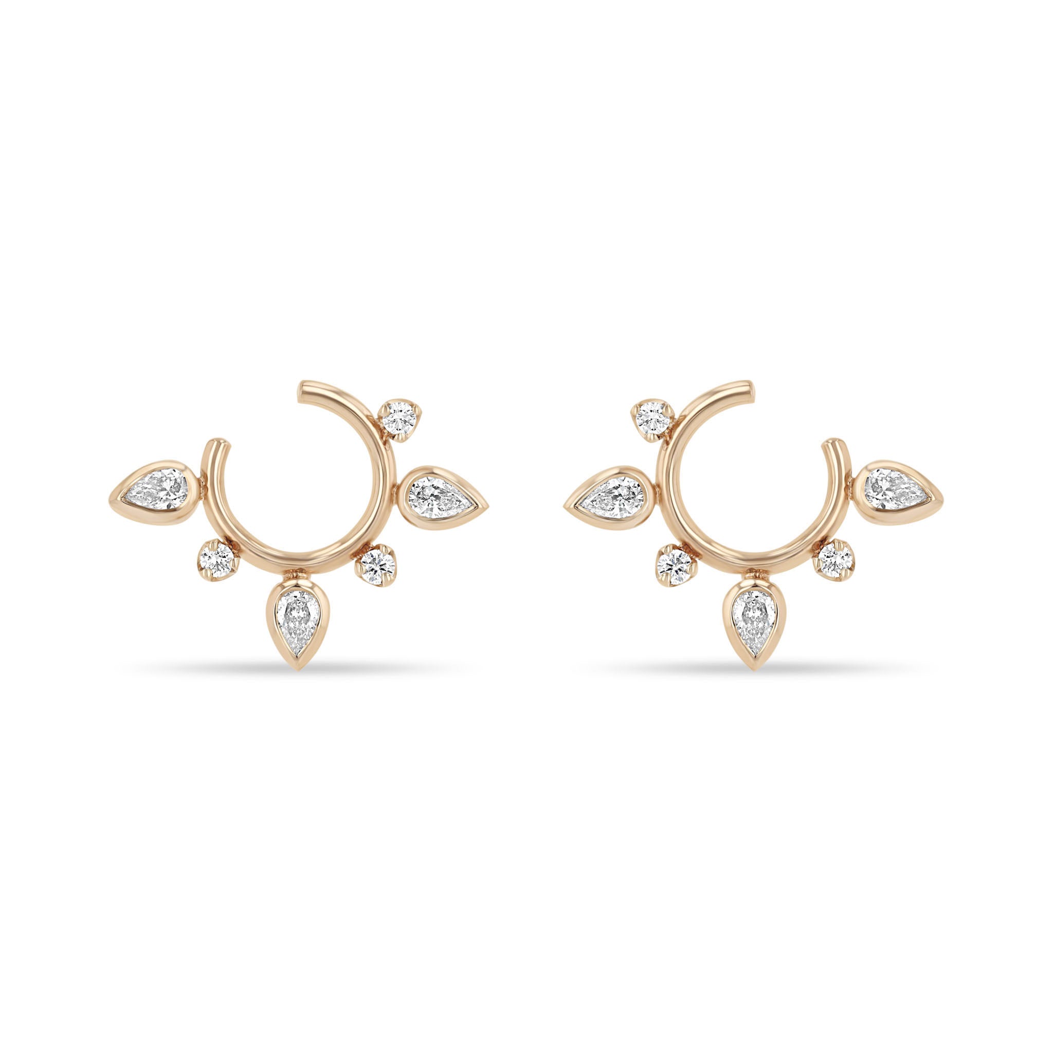 Zoë Chicco 14k Gold Pear & Prong Diamond Front to Back Circle Hoop Earrings