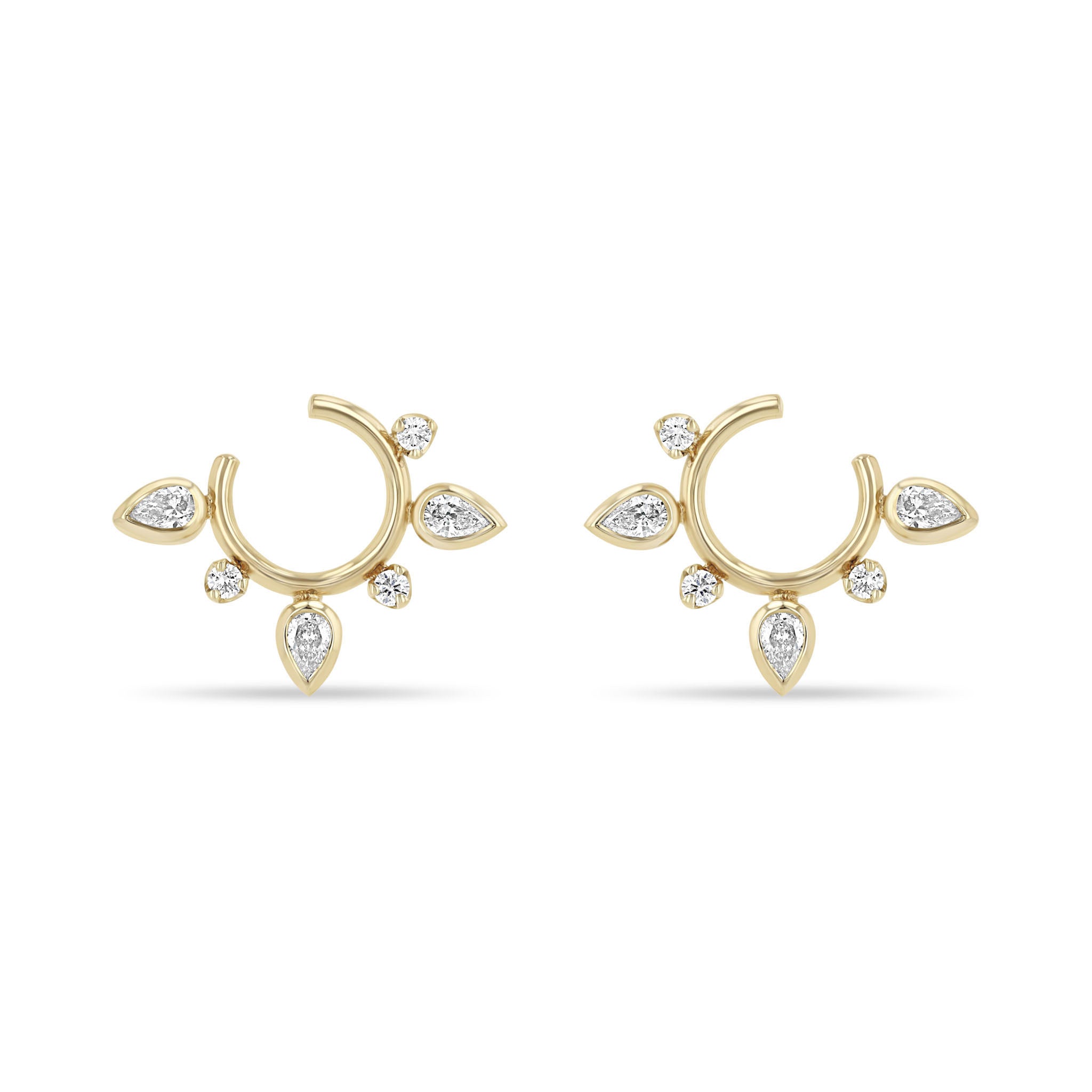 Zoë Chicco 14k Gold Pear & Prong Diamond Front to Back Circle Hoop Earrings