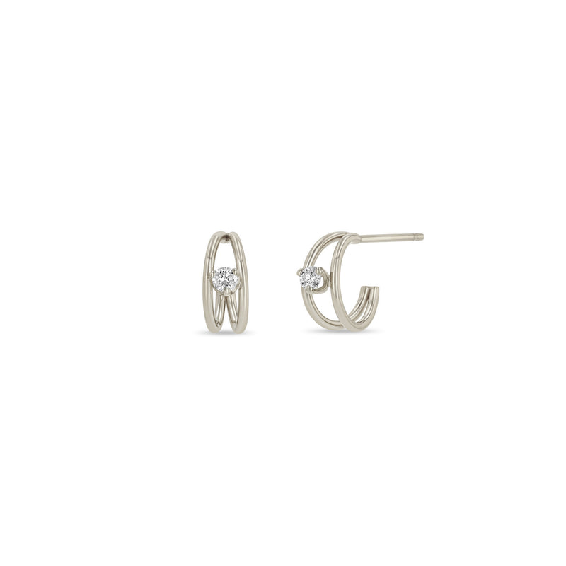 Zoë Chicco 14k Gold Nested Prong Diamond Double Wire Huggie Hoop Earrings