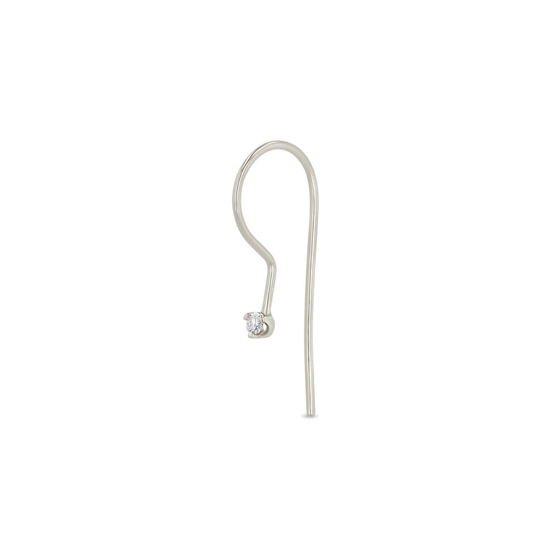 14k Prong Diamond Wire Hook Earrings