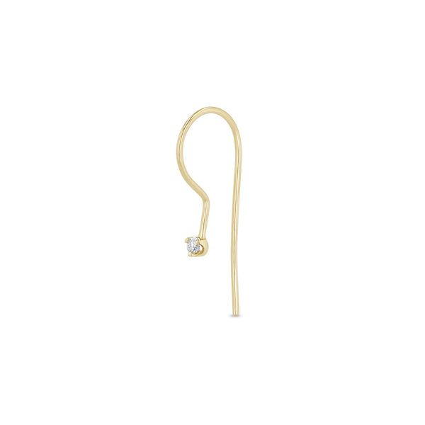 14k Prong Diamond Wire Hook Earrings