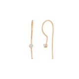 14k Prong Diamond Wire Hook Earrings