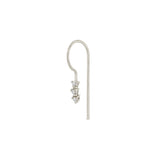 Zoe Chicco 14k single white gold wire threader earring with three white diamonds on a white background 