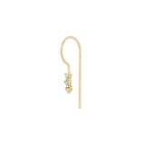 Zoe Chicco 14k gold single wire threader earring with a three round diamond tennis segment on a white background