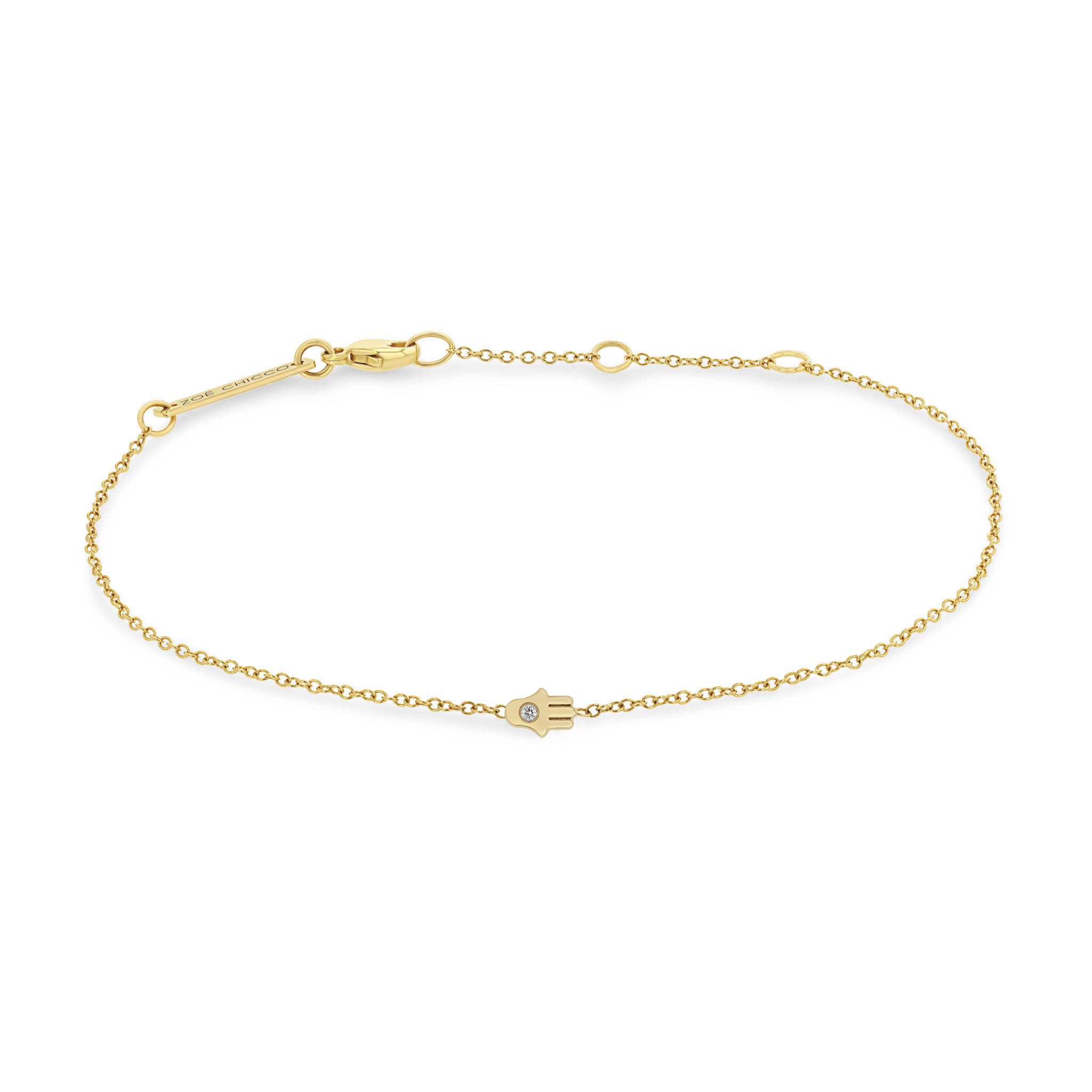 Zoë Chicco 14k Gold Itty Bitty Diamond Hamsa Bracelet