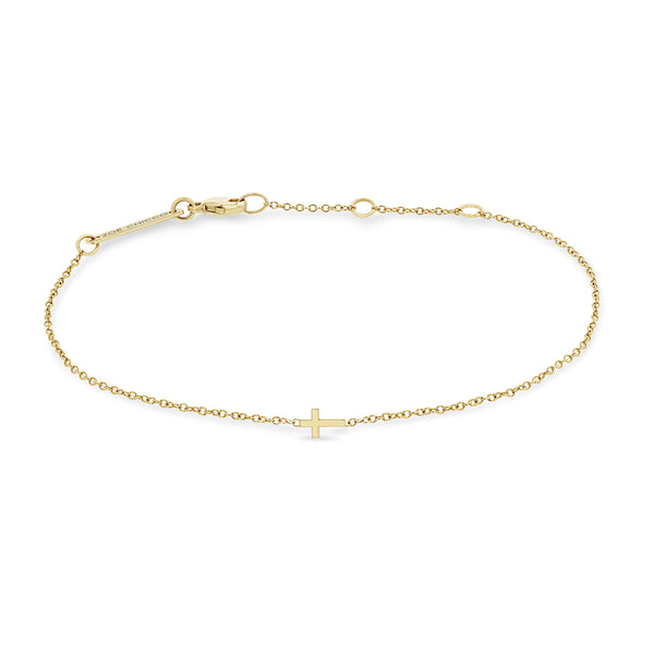 Zoë Chicco 14k Yellow Gold Itty Bitty Cross Bracelet