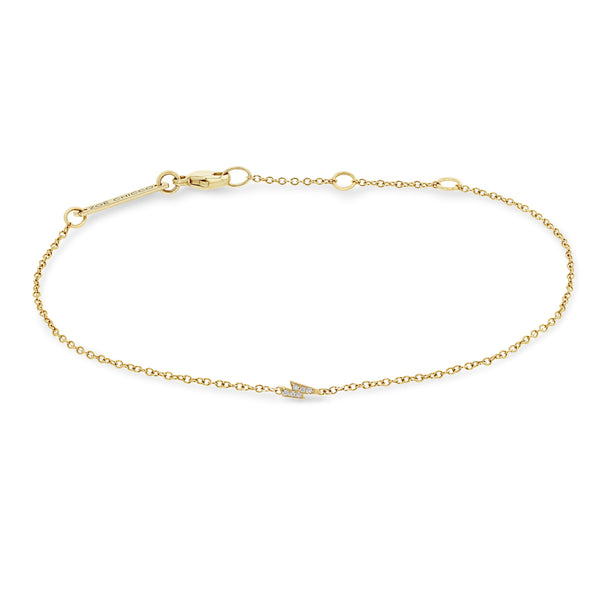 Zoe Chicco 14k Yellow Gold Itty Bitty Pave Diamond Lightning Bolt Bracelet