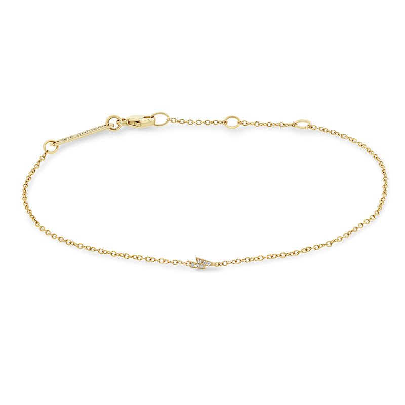 Zoe Chicco 14k Yellow Gold Itty Bitty Pave Diamond Lightning Bolt Bracelet