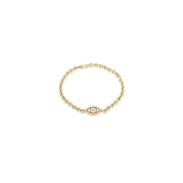 Zoë Chicco 14k Gold Itty Bitty Diamond Evil Eye Chain Ring