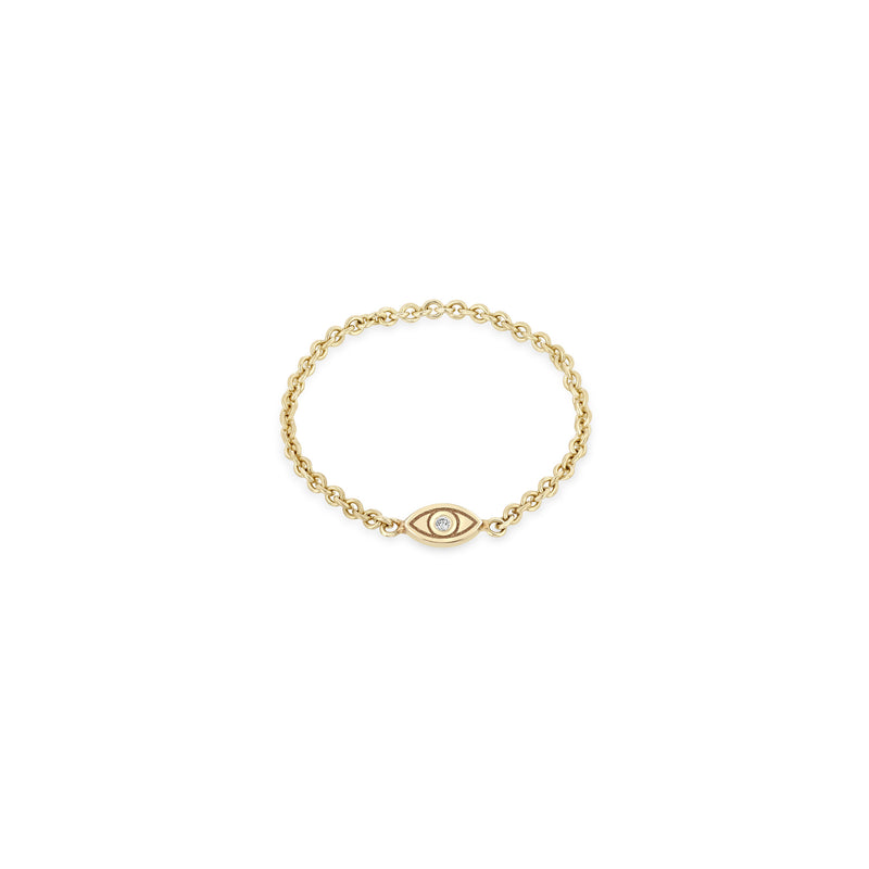 Zoë Chicco 14k Gold Itty Bitty Diamond Evil Eye Chain Ring