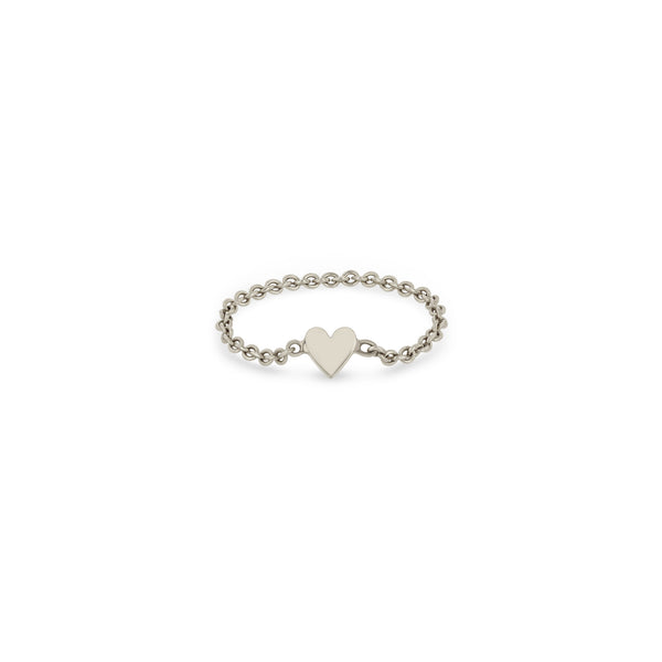 Zoë Chicco 14k White Gold Itty Bitty Heart Chain Ring