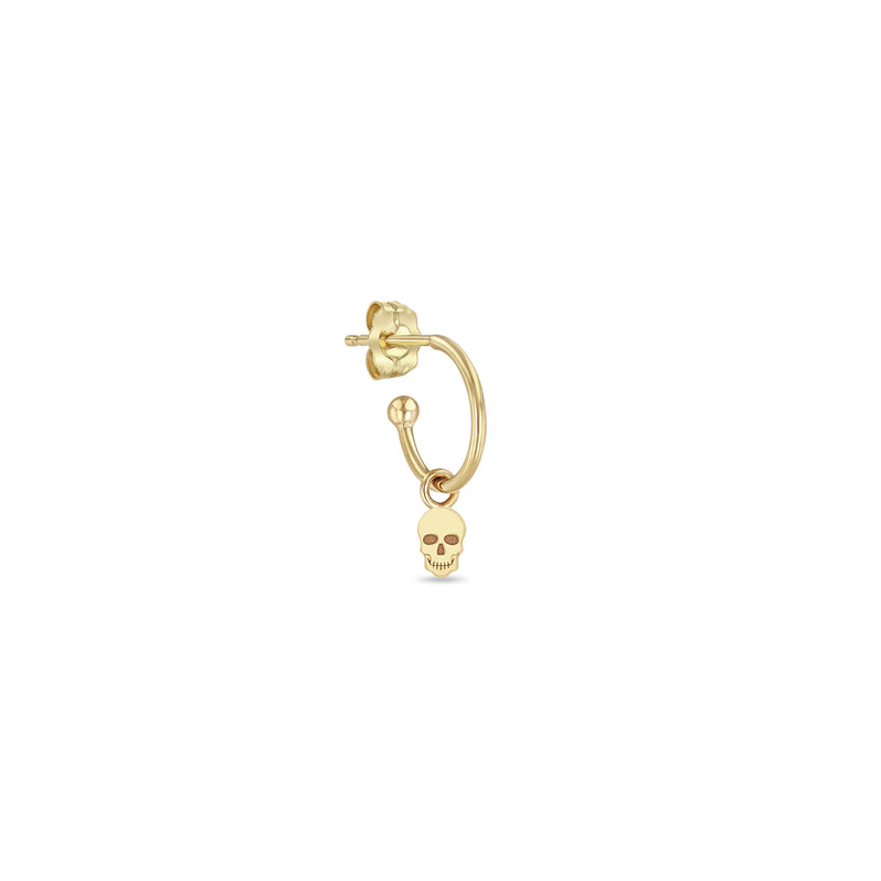 Zoë Chicco 14k Gold Dangle Itty Bitty Skull Charm Huggie Hoop Earring