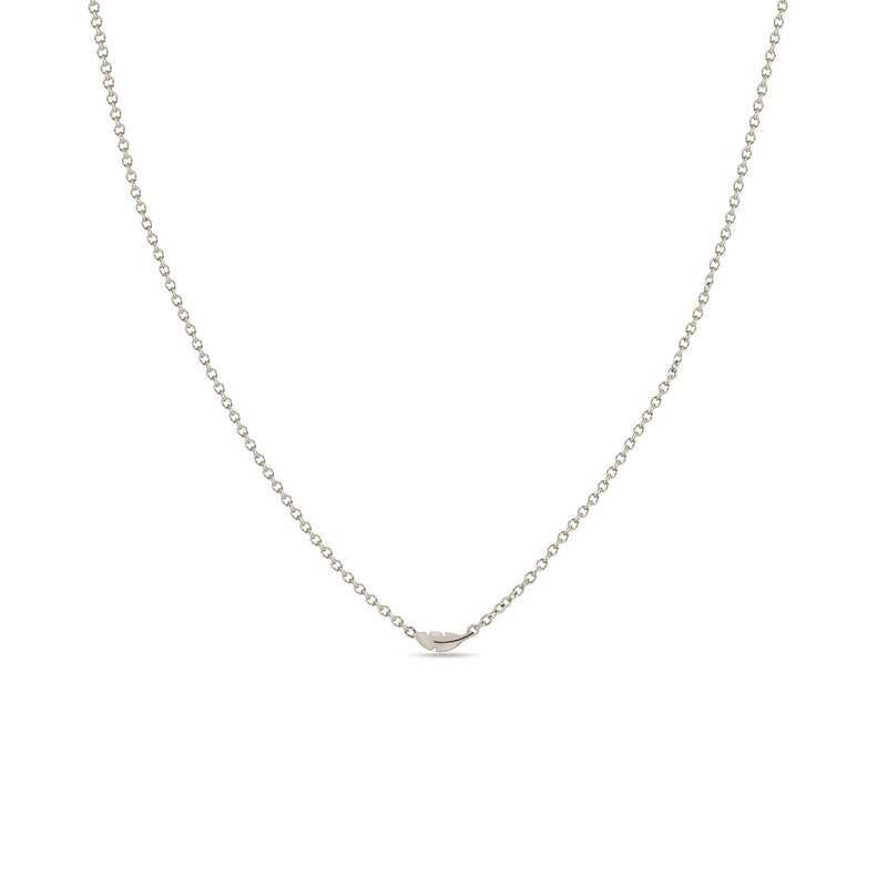 Zoë Chicco 14k White Gold Itty Bitty Feather Necklace