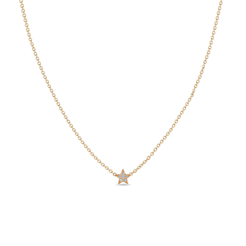 Zoë Chicco 14k Rose Gold Itty Bitty Pavé Diamond Star Necklace