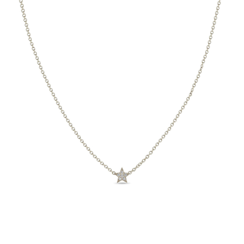 Zoë Chicco 14k White Gold Itty Bitty Pavé Diamond Star Necklace