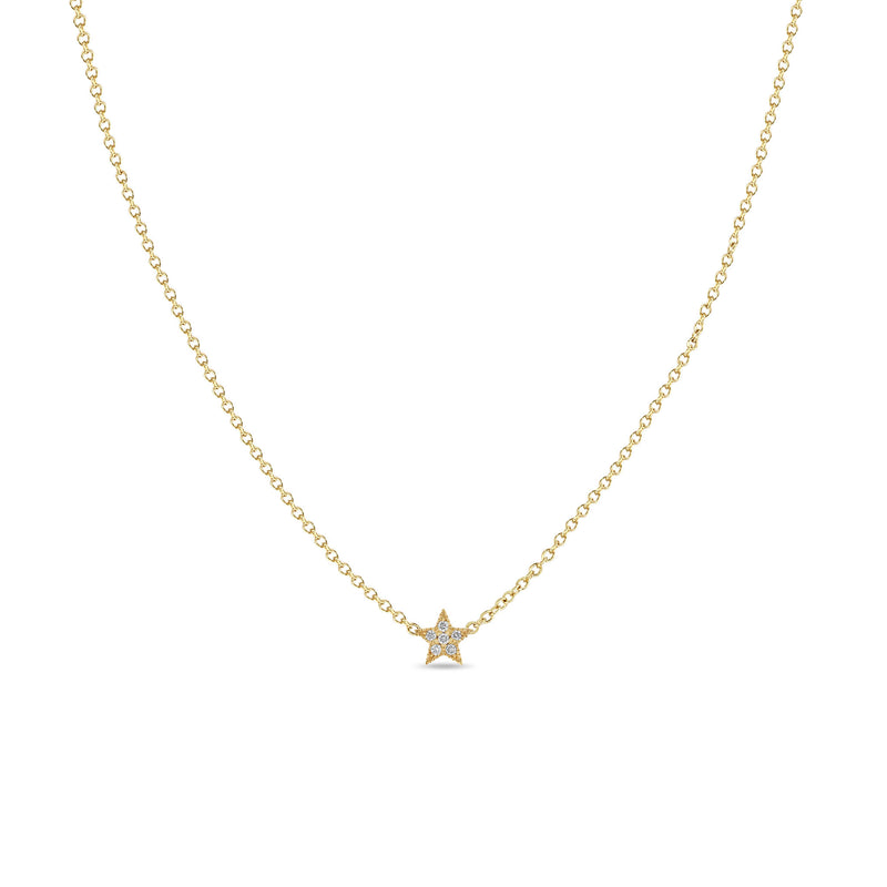 Zoë Chicco 14k Yellow Gold Itty Bitty Pavé Diamond Star Necklace