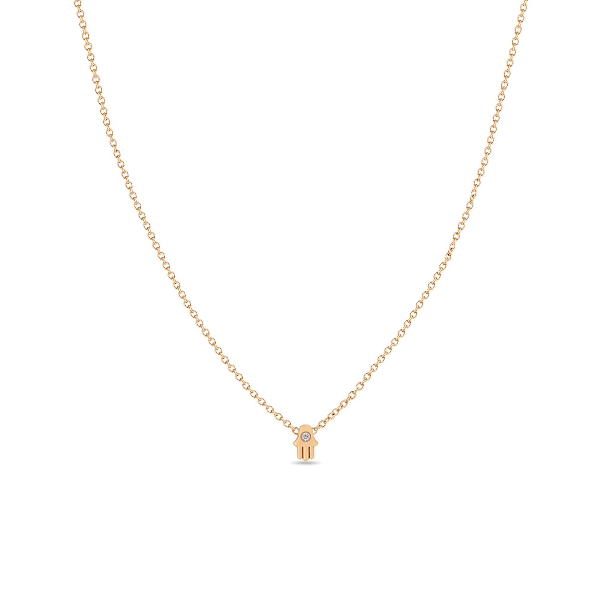 Zoë Chicco 14k Gold Itty Bitty Diamond Hamsa Necklace